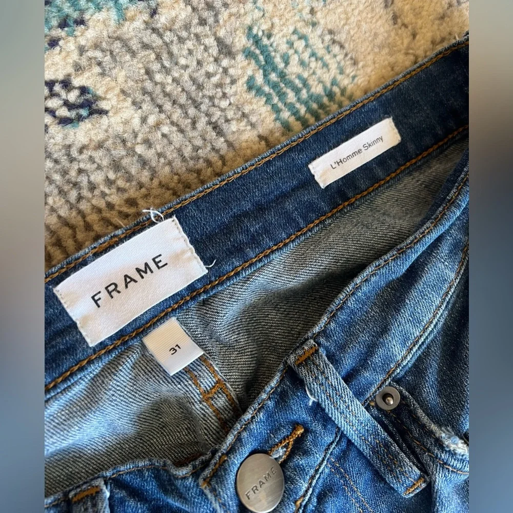 Frame Denim Men's Distressed Blue Skinny Jeans - Picture 3 of 3